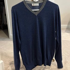 Brunello Cucinelli size medium navy with gray trim
